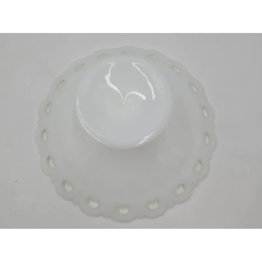 Vintage Anchor Hocking White Milk Glass Old Colony Open Lace Centerpiece Bowl